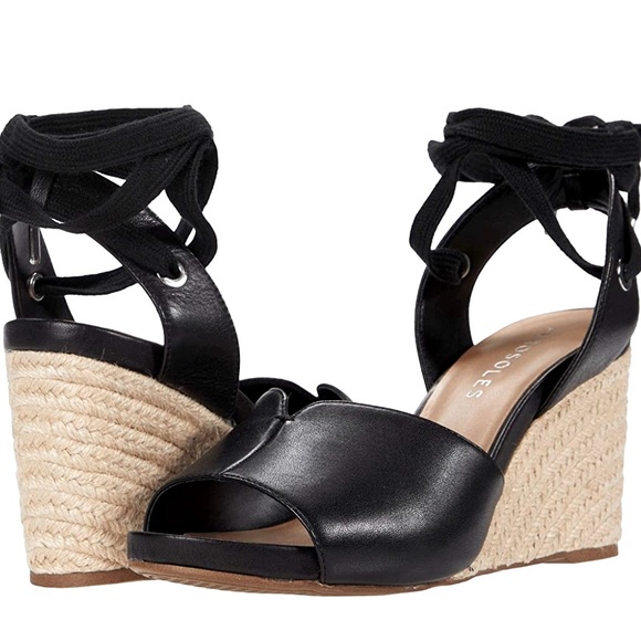 AEROSOLES Shoes $80 Women Cleverdale Leather Espadrille Wedge Sandals Size 9.5M - Picture 2 of 6